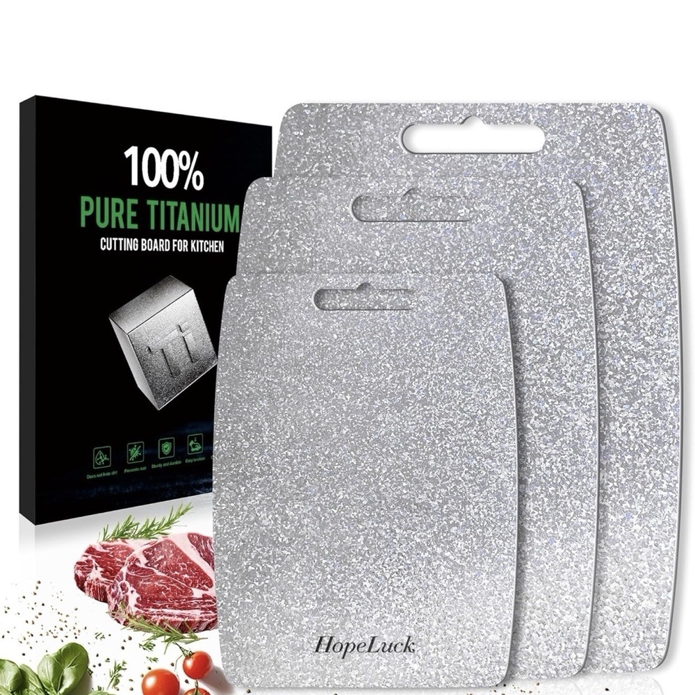HopeLuck Titanium Cutting Board Set of 3, 100% Pure Titanium Cutting Boards